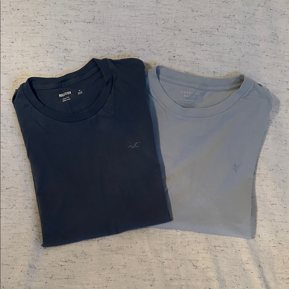 Holster & American Eagle Men's T-Shirts - Dark Blue and Light Gray/Blue